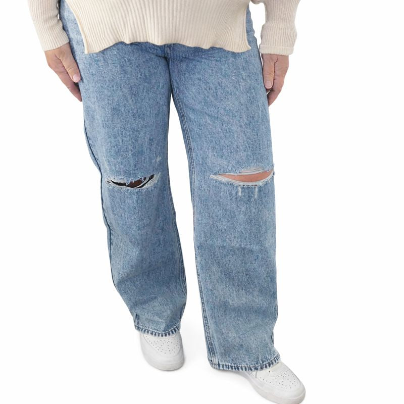 High Rise Distressed Denim Jeans