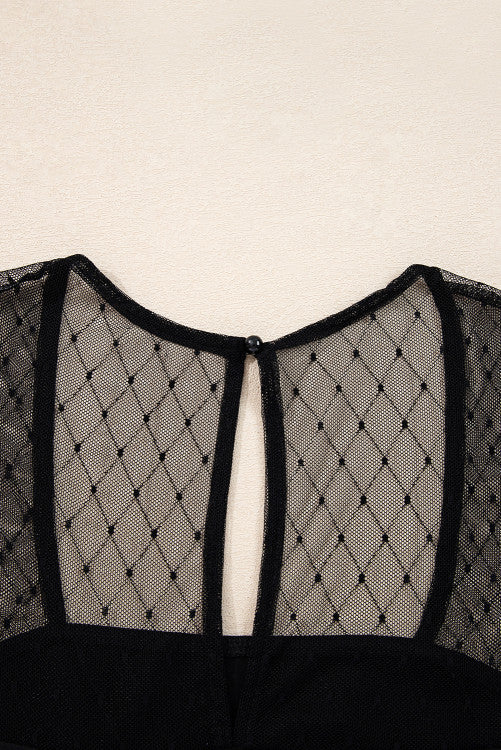 Mesh Long Sleeve Square Neck Bodysuit